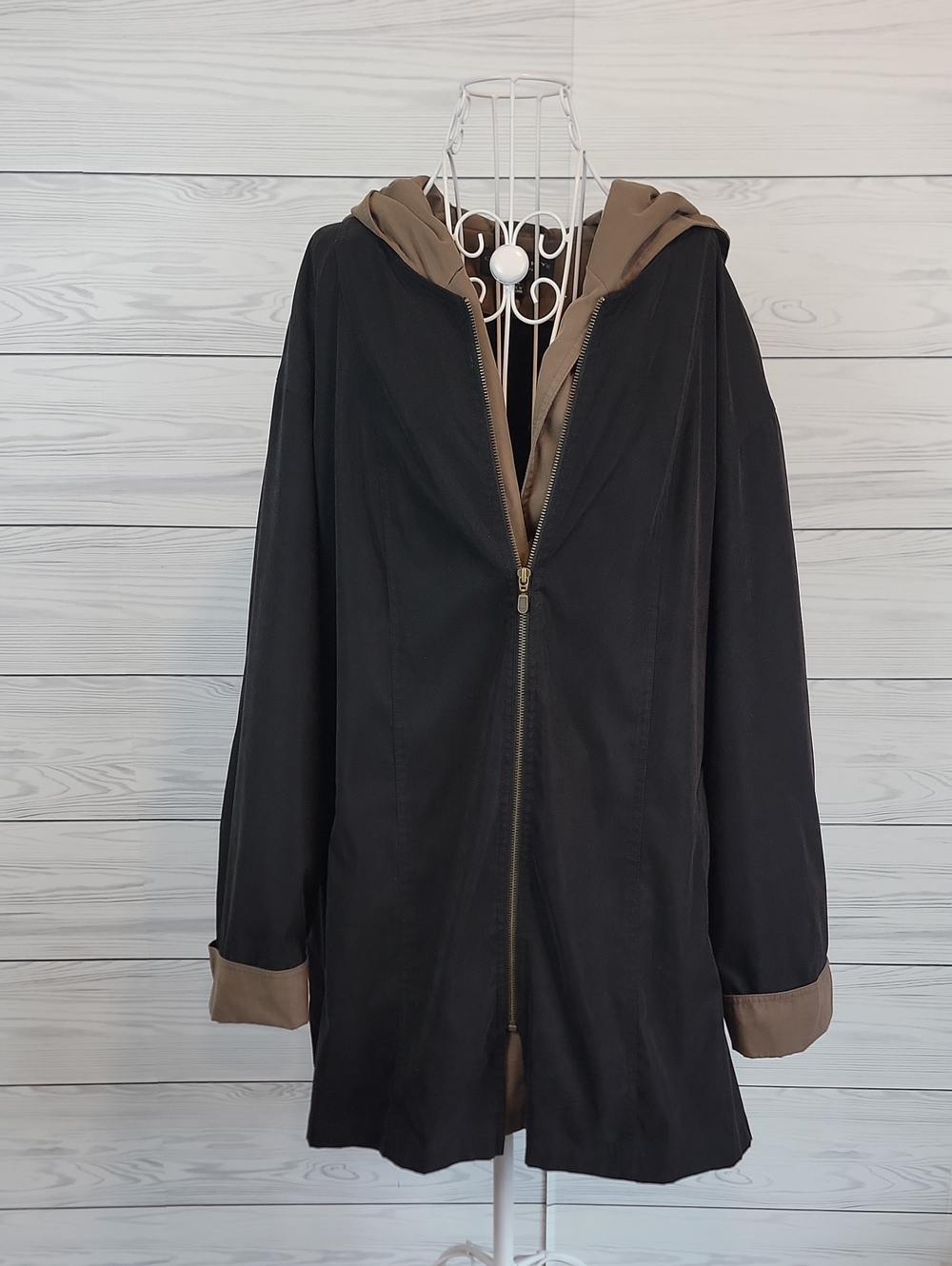 Gallery Overcoat Jacket with Quilted Lining- Black with Tam Trim Womens Size 3X